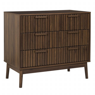 Commode 3 tiroirs effet bois foncé SAULK - Marron