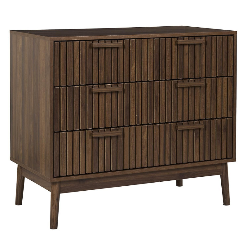 Commode 3 tiroirs effet bois foncé SAULK - Marron