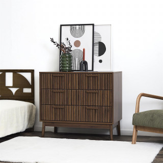 Commode 3 tiroirs effet bois foncé SAULK - Marron