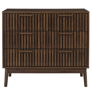 Commode 3 tiroirs effet bois foncé SAULK - Marron