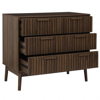 Commode 3 tiroirs effet bois foncé SAULK - Marron