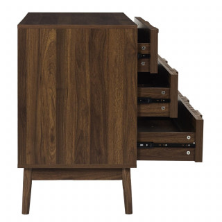 Commode 3 tiroirs effet bois foncé SAULK - Marron
