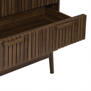 Commode 3 tiroirs effet bois foncé SAULK - Marron