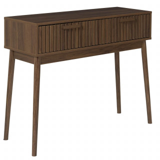 Console 2 tiroirs effet bois foncé SAULK - Marron