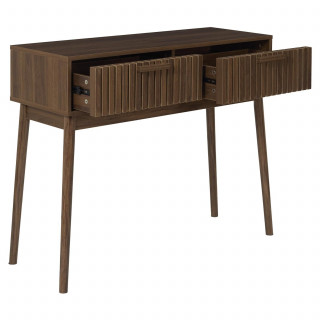 Console 2 tiroirs effet bois foncé SAULK - Marron