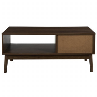 Table basse 1 tiroir et 1 niche effet bois foncé SAULK - Marron