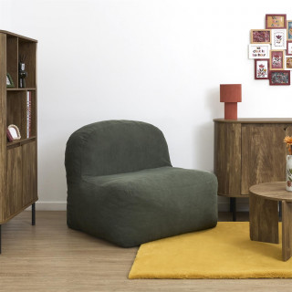 Fauteuil compressé en velours côtelé sans montage DENVER - Vert