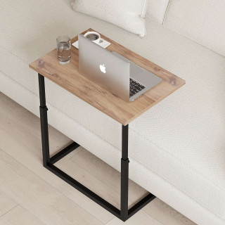 Bureau d'appoint réglable en hauteur effet bois et métal CAPRI - Marron