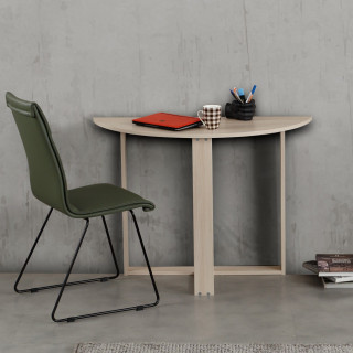 Table console 2-en-1 forme demi-lune MARBELLE - Beige