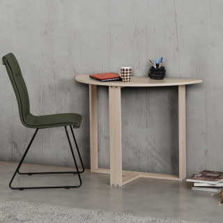 Table console 2-en-1 forme demi-lune MARBELLE - Beige