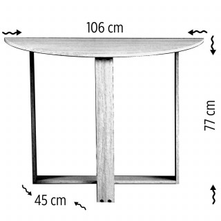 Table console 2-en-1 forme demi-lune MARBELLE - Marron