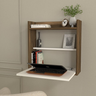 Bureau suspendu rabattable avec rangements HELSINKI - Marron