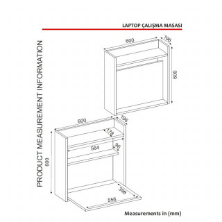 Bureau suspendu rabattable avec rangements HELSINKI - Marron