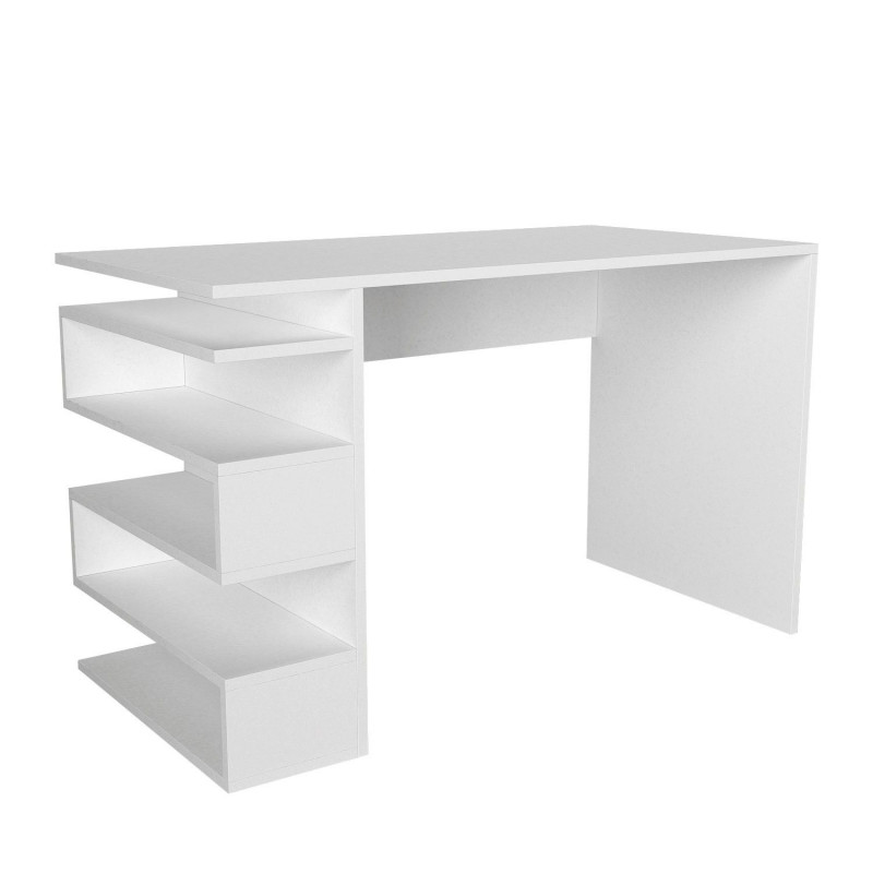 Bureau design avec rangements latéraux AARHURS - Blanc