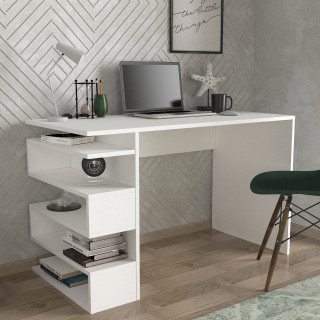 Bureau design avec rangements latéraux AARHURS - Blanc
