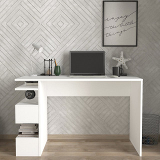 Bureau design avec rangements latéraux AARHURS - Blanc