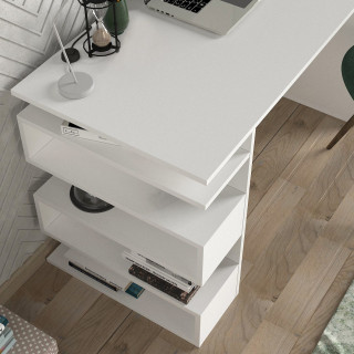 Bureau design avec rangements latéraux AARHURS - Blanc