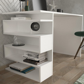 Bureau design avec rangements latéraux AARHURS - Blanc