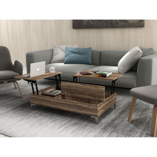 Table basse relevable avec rangements intégrés UPPSALA - Marron