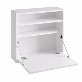 Bureau mural rabattable avec 2 étagères intégrées TULUM - Blanc