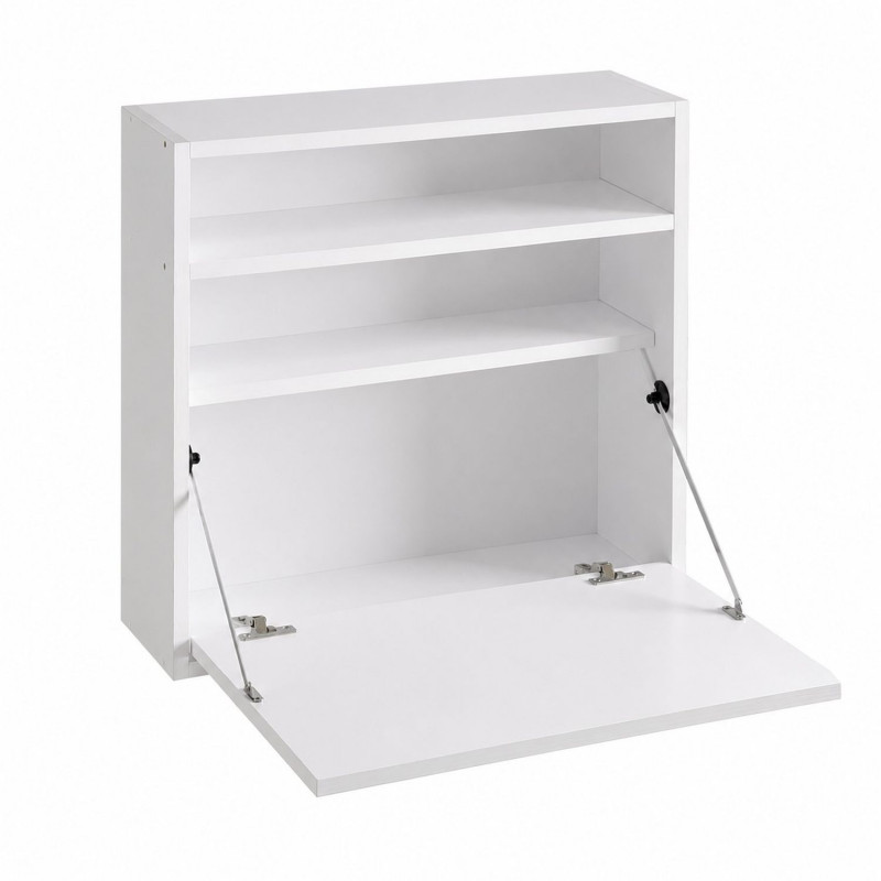Bureau mural rabattable avec 2 étagères intégrées TULUM - Blanc