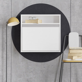 Bureau mural rabattable avec 2 étagères intégrées TULUM - Blanc