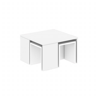 Ensemble table basse et 3 tables d'appoint gigognes ROSKILDE - Blanc