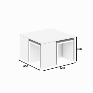 Ensemble table basse et 3 tables d'appoint gigognes ROSKILDE - Blanc