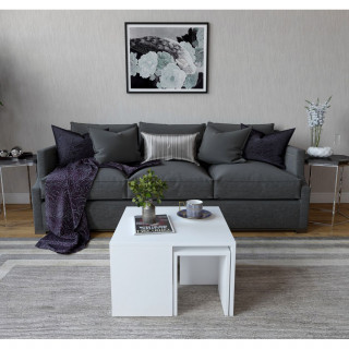 Ensemble table basse et 3 tables d'appoint gigognes ROSKILDE - Blanc