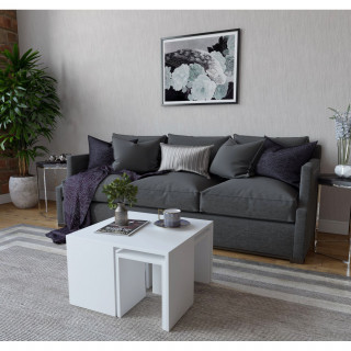 Ensemble table basse et 3 tables d'appoint gigognes ROSKILDE - Blanc