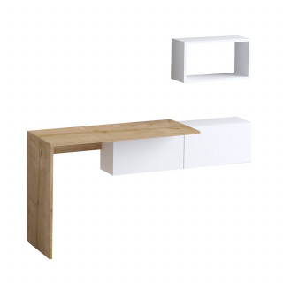 Bureau design asymétrique avec rangement mural TULUM - Beige