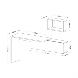 Bureau design asymétrique avec rangement mural TULUM - Beige