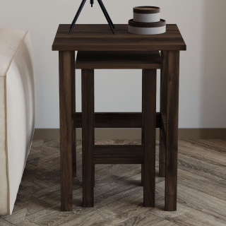 Lot de 2 tables gigognes effet bois LINO - Marron