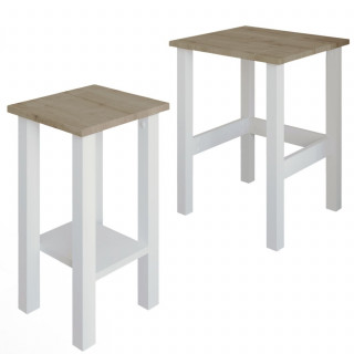 Lot de 2 tables gigognes effet bois LINO - Blanc
