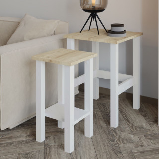 Lot de 2 tables gigognes effet bois LINO - Blanc