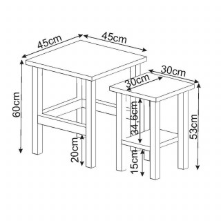Lot de 2 tables gigognes effet bois LINO - Blanc