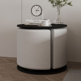 Ensemble table basse et pouf gigogne ORBIT - Noir