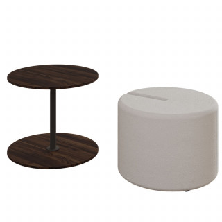 Ensemble table basse et pouf gigogne ORBIT - Marron