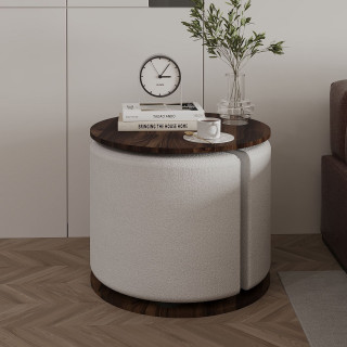 Ensemble table basse et pouf gigogne ORBIT - Marron