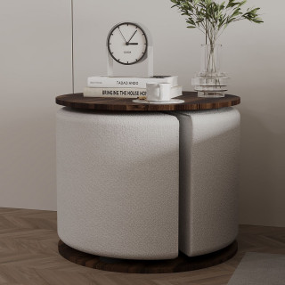Ensemble table basse et pouf gigogne ORBIT - Marron