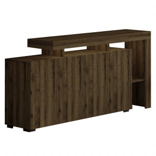 Buffet lumineux 4 portes avec niches ouvertes DAKOTA - Marron