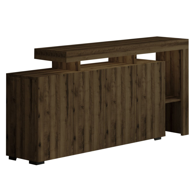 Buffet lumineux 4 portes avec niches ouvertes DAKOTA - Marron