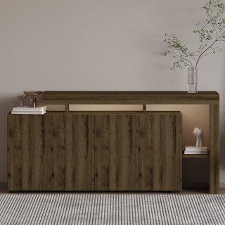 Buffet lumineux 4 portes avec niches ouvertes DAKOTA - Marron