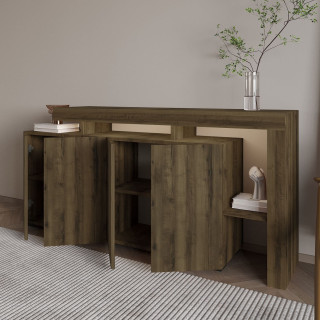 Buffet lumineux 4 portes avec niches ouvertes DAKOTA - Marron