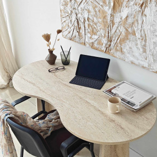 Bureau asymétrique design organique BERLIN - Ivoire
