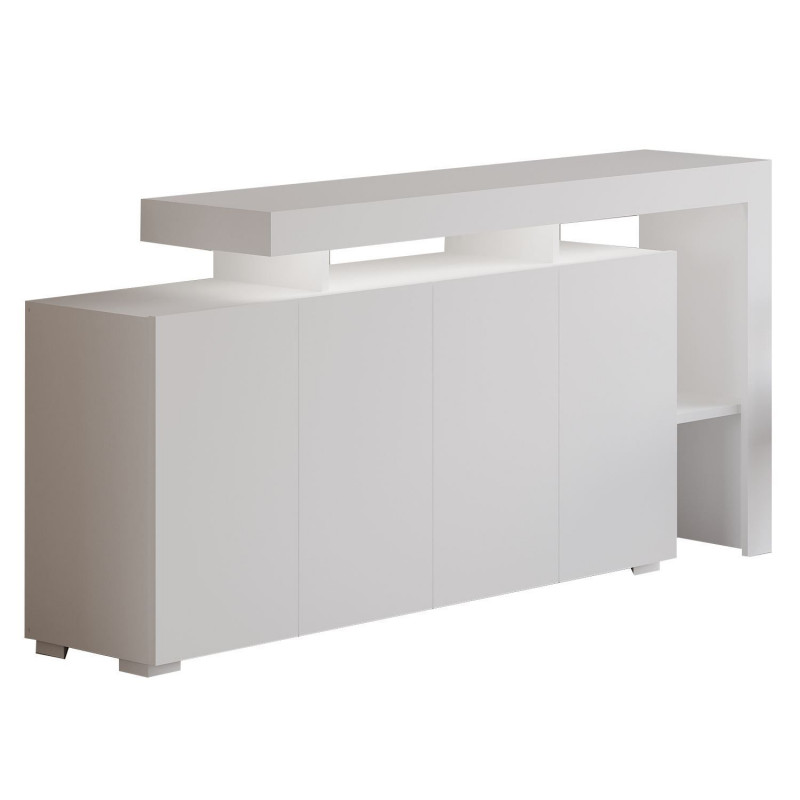 Buffet lumineux 4 portes avec niches ouvertes DAKOTA - Blanc