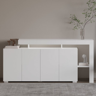Buffet lumineux 4 portes avec niches ouvertes DAKOTA - Blanc
