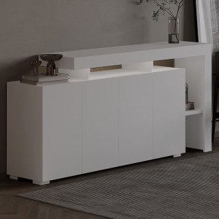 Buffet lumineux 4 portes avec niches ouvertes DAKOTA - Blanc