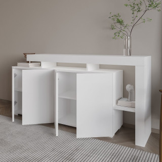 Buffet lumineux 4 portes avec niches ouvertes DAKOTA - Blanc