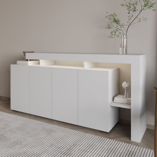 Buffet lumineux 4 portes avec niches ouvertes DAKOTA - Blanc